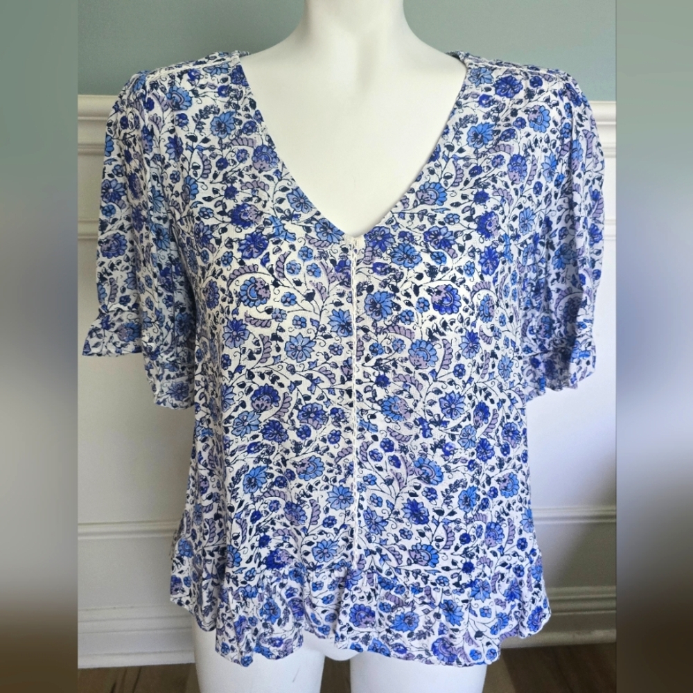 Lucky Small, Blue and White Blouse